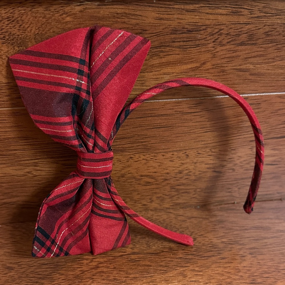 Red Plaid Bow Headband